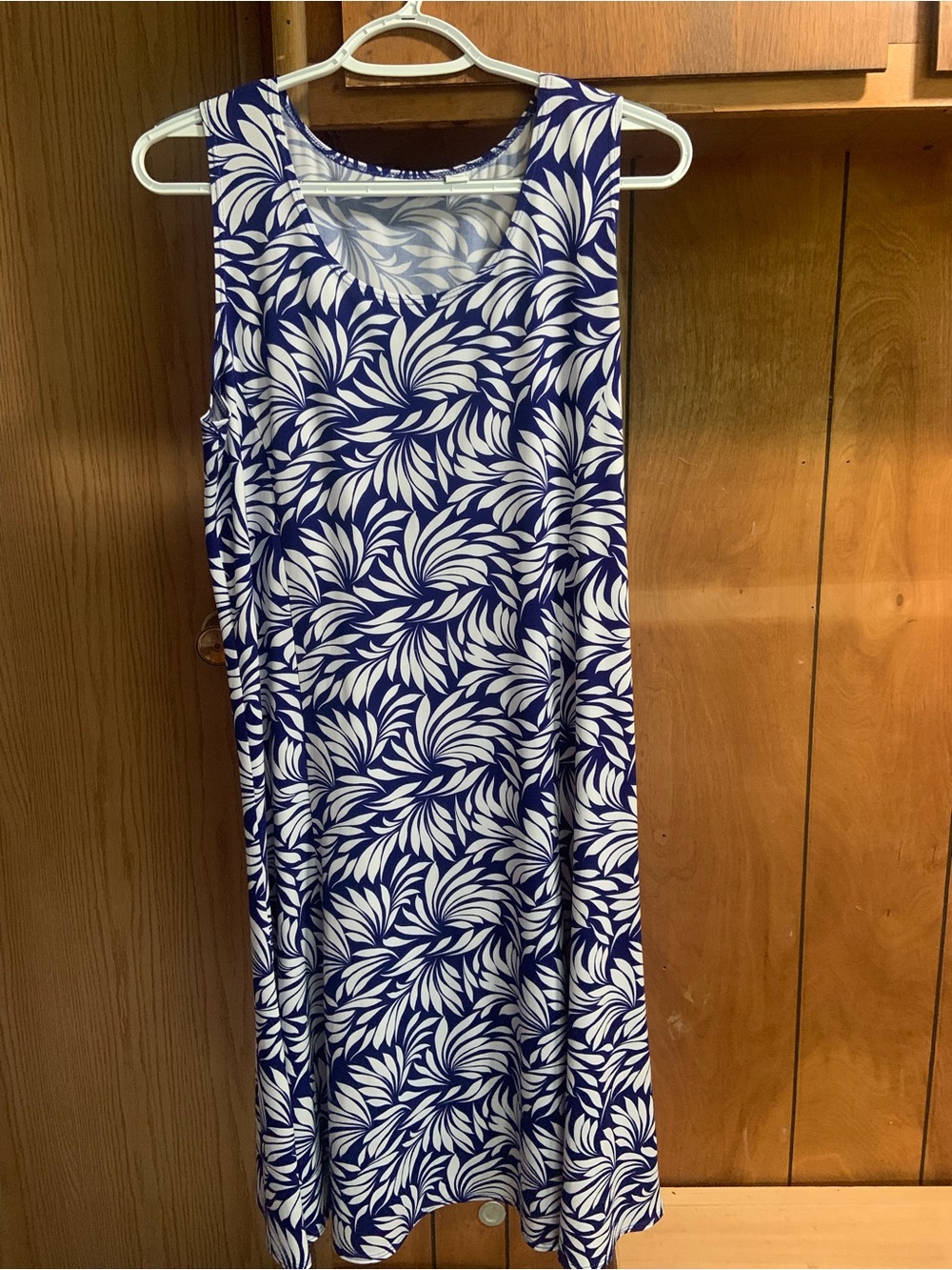 Susan Graver Blue and White Sleeveless Maxi Dress